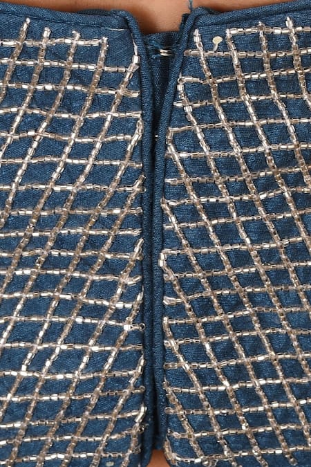 Aariyana Couture Blue Modal, Satin, Viscose Embroidery, Beads Sweetheart Neck, Draped Skirt Set at Aza Fashions Aariyana Couture_Blue Modal, Satin, Viscose Embroidery, Beads Sweetheart Neck, Draped Skirt Set_at_Aza_Fashions