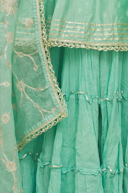 Gopi Vaid_Green Embroidered Kurta And Sharara Set_at_Aza_Fashions