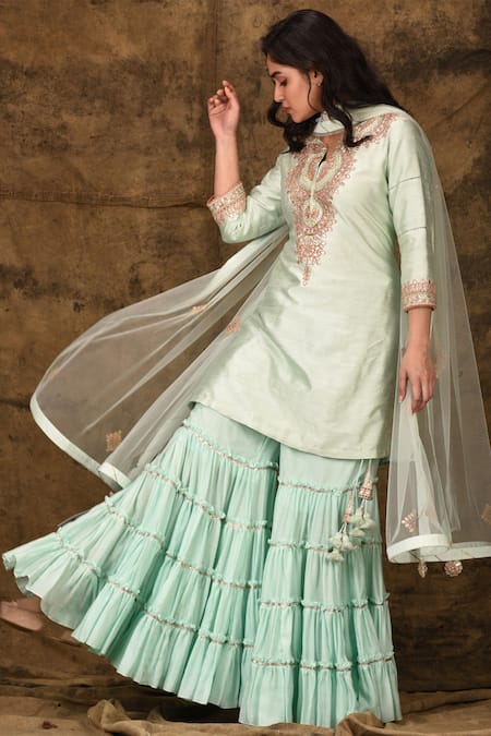Aariyana Couture Embroidered Kurta Sharara Set 