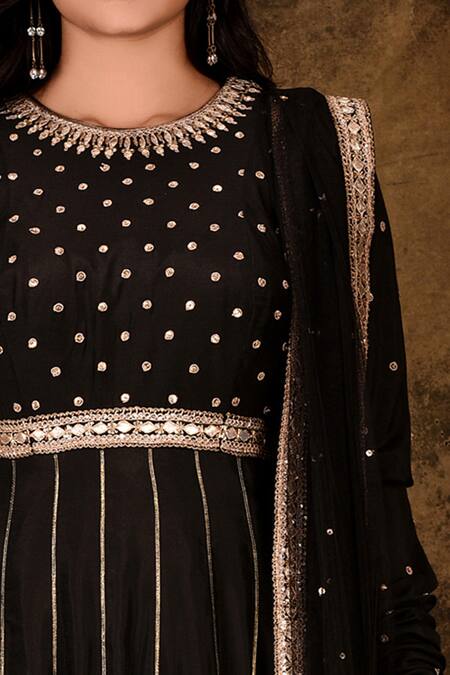 Aariyana Couture Black Modal, Satin, Muslin, Net Sequins, Lace, Tassels Embroidered Anarkali Set at Aza Fashions Aariyana Couture_Black Modal, Satin, Muslin, Net Sequins, Lace, Tassels Embroidered Anarkali Set_at_Aza_Fashions