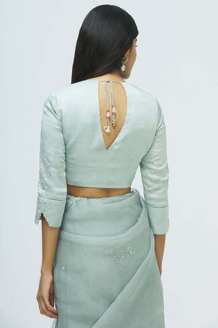 Buy_I Am Design_Grey Silk Organza Saree With Blouse_Online_at_Aza_Fashions