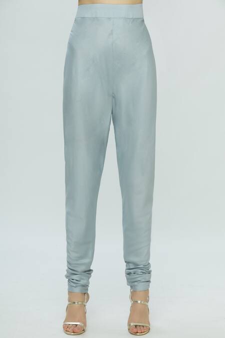 Shop_Manish Malhotra_Blue Chanderi Embroidered Anarkali Set_Online_at_Aza_Fashions