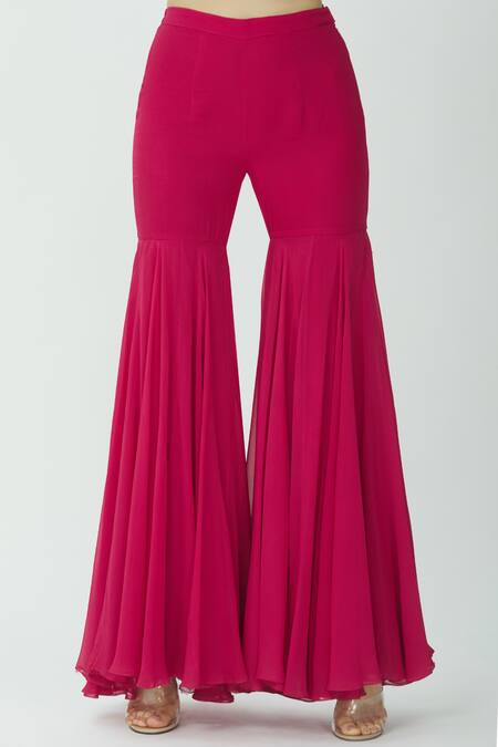 Shop_Radhika Airi_Pink Raw Silk Embroidered Kurta Sharara Set_Online_at_Aza_Fashions