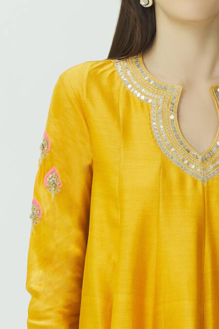 Radhika Airi Yellow Chanderi Kurta Sharara Set at Aza Fashions Radhika Airi_Yellow Chanderi Kurta Sharara Set_at_Aza_Fashions