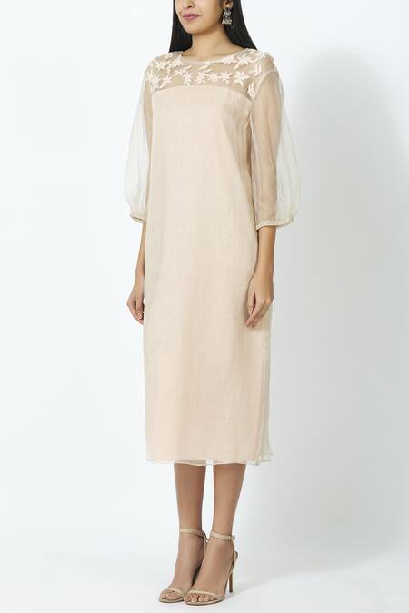 Buy_Ilk_Pink Organza Embellished Dress_Online_at_Aza_Fashions