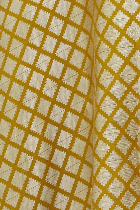 Shop_Akaaro_Yellow Cotton Linen Saree _Online_at_Aza_Fashions