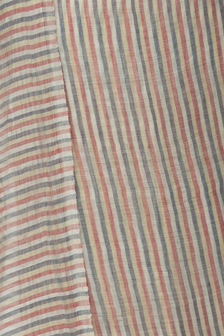 Shop_Akaaro_Multi Color Chanderi Striped Saree  _Online_at_Aza_Fashions
