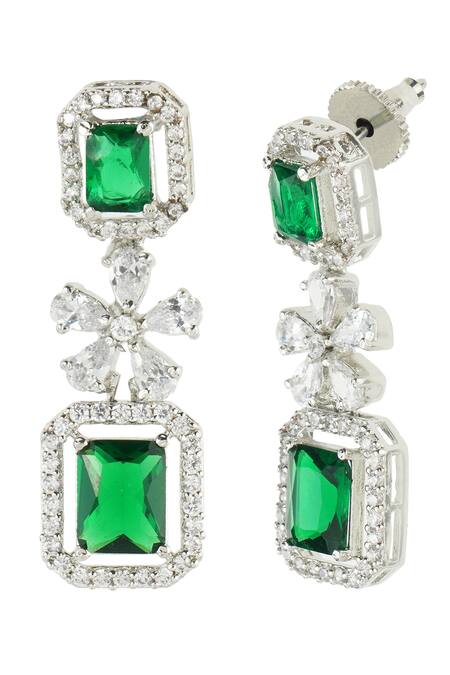 Shop_Auraa Trends_Silver Plated Crystals Necklace Set_Online_at_Aza_Fashions