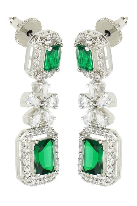 Auraa Trends_Silver Plated Crystals Necklace Set_at_Aza_Fashions