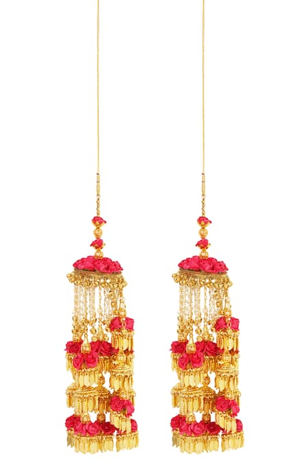 Auraa Trends Gold Plated Beads Floral Kaleeras Set Of 2 