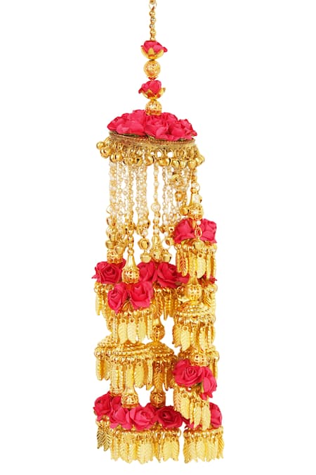 Buy_Auraa Trends_Gold Plated Beads Floral Kaleeras Set Of 2 _Online_at_Aza_Fashions