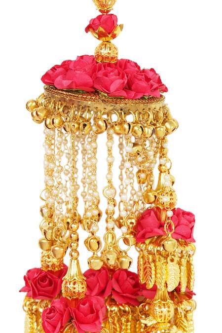 Shop_Auraa Trends_Gold Plated Beads Floral Kaleeras Set Of 2 _Online_at_Aza_Fashions