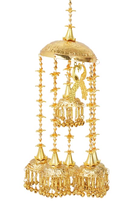 Auraa Trends_Gold Plated Beads Carved Kaleeras Set Of 2 _Online_at_Aza_Fashions