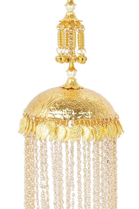 Shop Auraa Trends Gold Plated Beads, Cut Work Ghungaroo And Embellished Layered Kaleera Online at Aza Fashions Shop_Auraa Trends_Gold Plated Beads, Cut Work Ghungaroo And Embellished Layered Kaleera _Online_at_Aza_Fashions