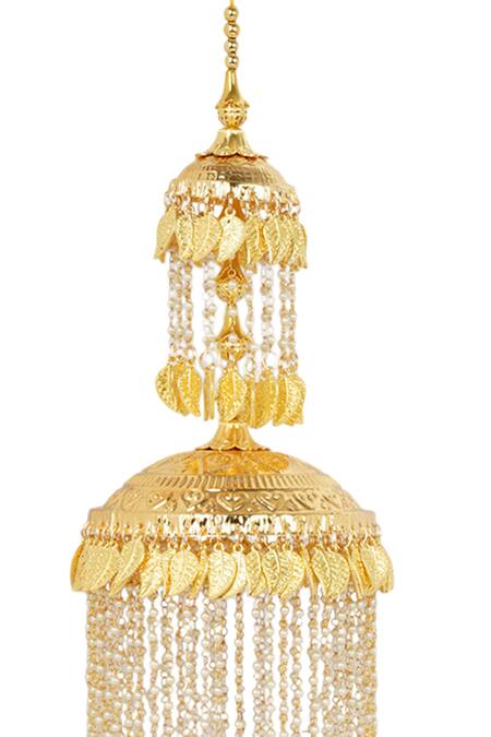 Auraa Trends Gold Plated Beads, Cut Work Ghungaroo And Embellished Layered Kaleera at Aza Fashions Auraa Trends_Gold Plated Beads, Cut Work Ghungaroo And Embellished Layered Kaleera _at_Aza_Fashions