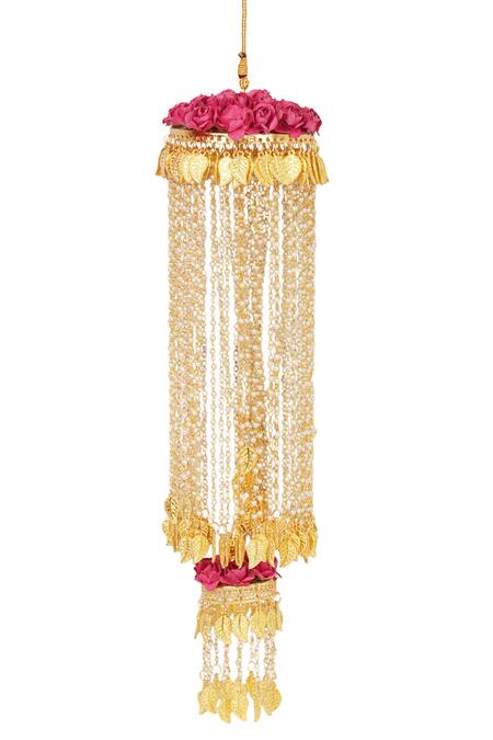 Auraa Trends_Gold Plated Beads, Zari Floral Kaleeras Set Of 2 _Online_at_Aza_Fashions
