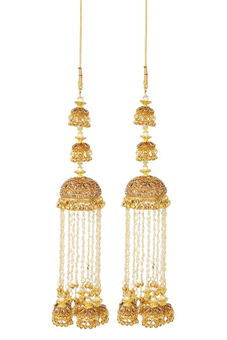 Auraa Trends Gold Plated Stones Kundan Kaleeras Set Of 2