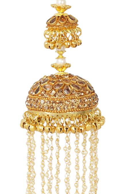 Buy_Auraa Trends_Gold Plated Beads, Stones Kundan Kaleeras Set Of 2_Online_at_Aza_Fashions
