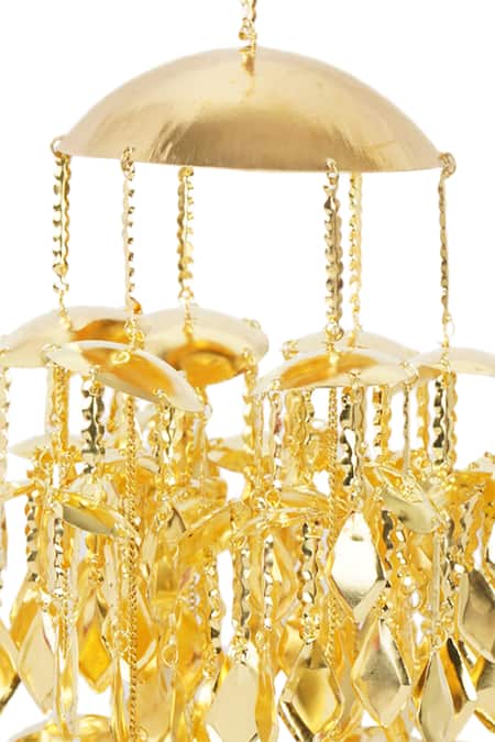 Buy_Auraa Trends_Gold Plated Embroidery Carved Tiered Kaleeras Set Of 2 _Online_at_Aza_Fashions