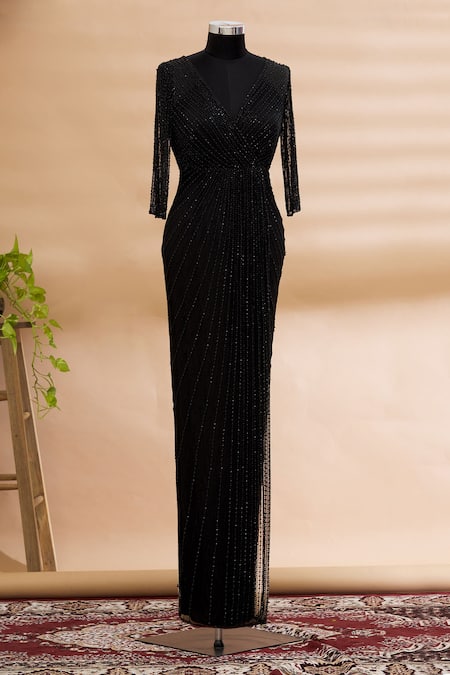 Sharnita Nandwana Black Embellished Gown