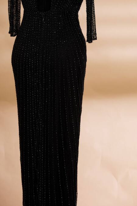 Shop Sharnita Nandwana Black Embellished Gown Online at Aza Fashions Shop_Sharnita Nandwana_Black Embellished Gown_Online_at_Aza_Fashions