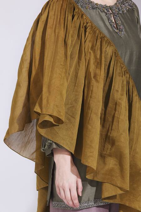 Shop Parul And Preyanka Multi Color Silk Chanderi Round Kurta Sharara Set Online at Aza Fashions Shop_Parul And Preyanka_Multi Color Silk Chanderi Round Kurta Sharara Set _Online_at_Aza_Fashions