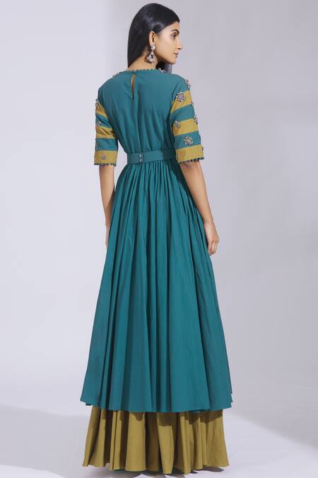 Buy Parul And Preyanka Blue Cotton, Silk Organza Round Embroidered Anarkali With Dupatta Online at Aza Fashions Buy_Parul And Preyanka_Blue Cotton, Silk Organza Round Embroidered Anarkali With Dupatta _Online_at_Aza_Fashions