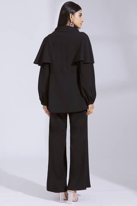 Parul And Preyanka Black Moss Crepe Round Embroidered Pant Set Online at Aza Fashions Parul And Preyanka_Black Moss Crepe Round Embroidered Pant Set _Online_at_Aza_Fashions