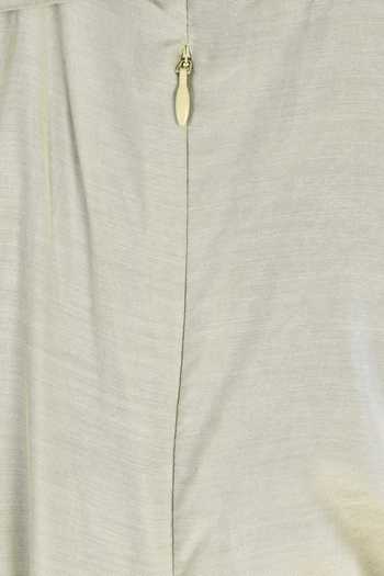 Aariyana Couture_Green Cotton, Silk Embroidery Round Neck Cowl Drape Midi Dress_at_Aza_Fashions