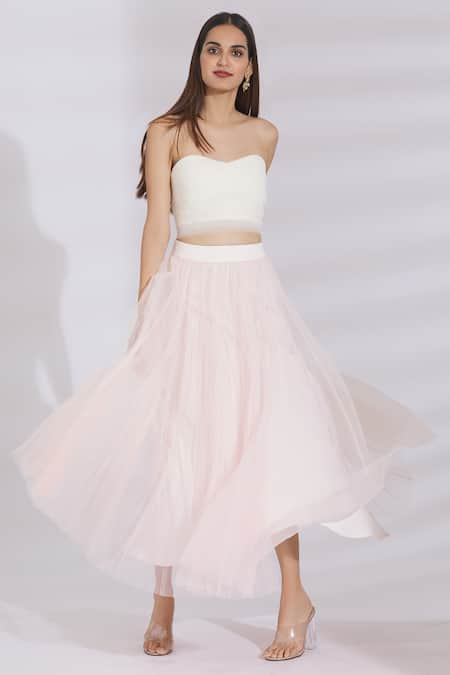 Tulle flared midi clearance skirt