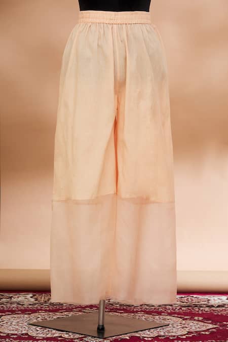 Shop_House Of Kotwara_Peach V Neck Embellished Anarkali And Palazzo Set  _Online_at_Aza_Fashions