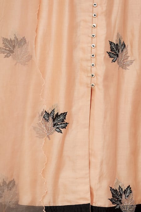 House Of Kotwara_Peach V Neck Embellished Anarkali And Palazzo Set  _at_Aza_Fashions