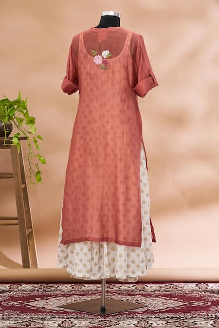 Shop Prama By Pratima Pandey Pink Kurta Round Embroidered And Palazzo Set at Aza Fashions Shop_Prama By Pratima Pandey_Pink Kurta Round Embroidered And Palazzo Set _at_Aza_Fashions