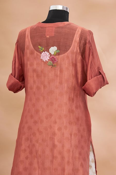 Shop Prama By Pratima Pandey Pink Kurta Round Embroidered And Palazzo Set Online at Aza Fashions Shop_Prama By Pratima Pandey_Pink Kurta Round Embroidered And Palazzo Set _Online_at_Aza_Fashions