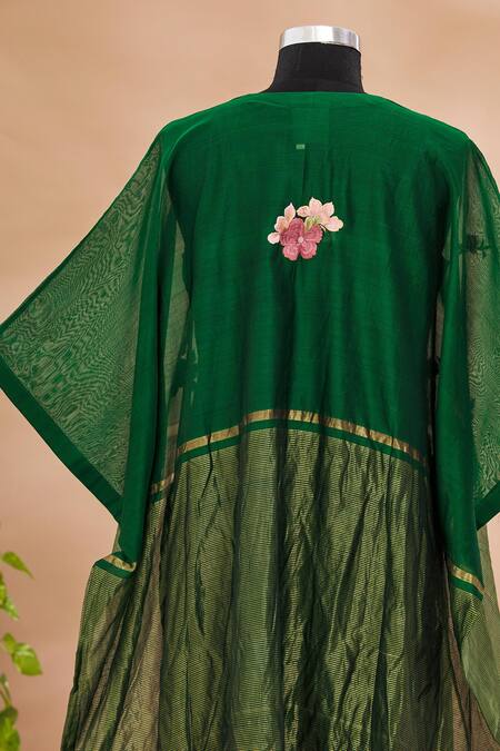 Shop_Prama By Pratima Pandey_Green Round Floral Embroidered Tunic _Online_at_Aza_Fashions