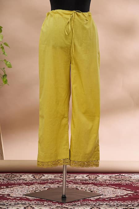 Shop Prama By Pratima Pandey Yellow Round Embroidered Kurta And Palazzo Set Online at Aza Fashions Shop_Prama By Pratima Pandey_Yellow Round Embroidered Kurta And Palazzo Set _Online_at_Aza_Fashions