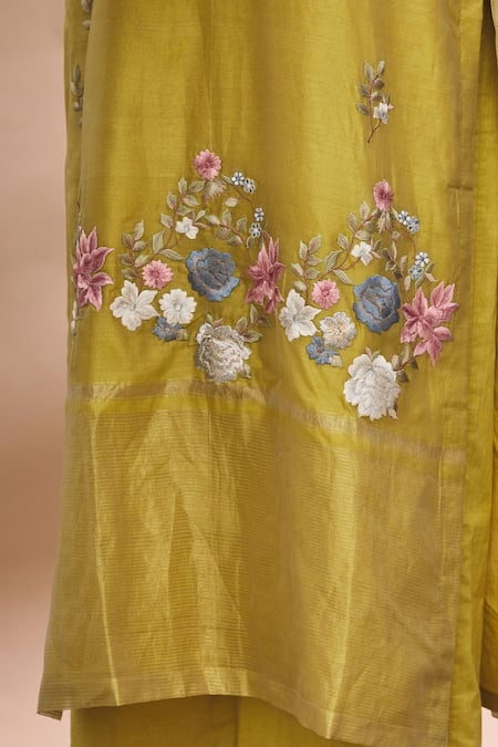 Prama By Pratima Pandey Yellow Round Embroidered Kurta And Palazzo Set at Aza Fashions Prama By Pratima Pandey_Yellow Round Embroidered Kurta And Palazzo Set _at_Aza_Fashions