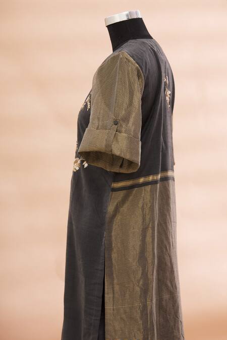 Shop_Prama By Pratima Pandey_Black Round Embroidered Kurta And Palazzo Set  _Online_at_Aza_Fashions