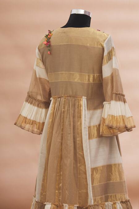 Buy Prama By Pratima Pandey Beige Round Striped Kurta Set Online at Aza Fashions Buy_Prama By Pratima Pandey_Beige Round Striped Kurta Set _Online_at_Aza_Fashions