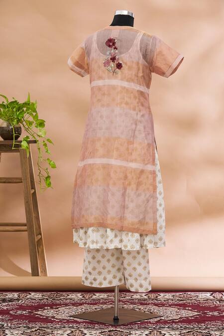 Shop Prama By Pratima Pandey Pink Kurta Round Embroidered And Palazzo Set at Aza Fashions Shop_Prama By Pratima Pandey_Pink Kurta Round Embroidered And Palazzo Set _at_Aza_Fashions