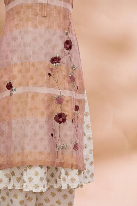 Prama By Pratima Pandey Pink Kurta Round Embroidered And Palazzo Set at Aza Fashions Prama By Pratima Pandey_Pink Kurta Round Embroidered And Palazzo Set _at_Aza_Fashions