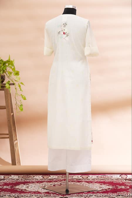 Shop Prama By Pratima Pandey White Kurta Round Embroidered And Palazzo Set at Aza Fashions Shop_Prama By Pratima Pandey_White Kurta Round Embroidered And Palazzo Set _at_Aza_Fashions