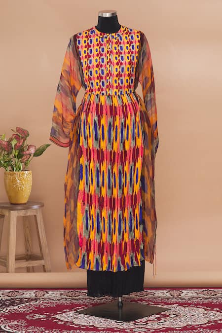 Saaksha & Kinni Multi Color Round Pleated Long Tunic 