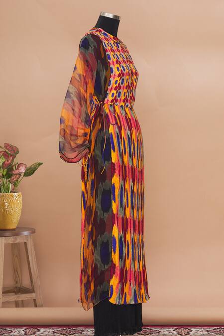 Saaksha & Kinni_Multi Color Round Pleated Long Tunic_Online_at_Aza_Fashions