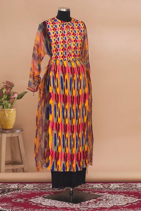 Buy_Saaksha & Kinni_Multi Color Round Pleated Long Tunic_Online_at_Aza_Fashions