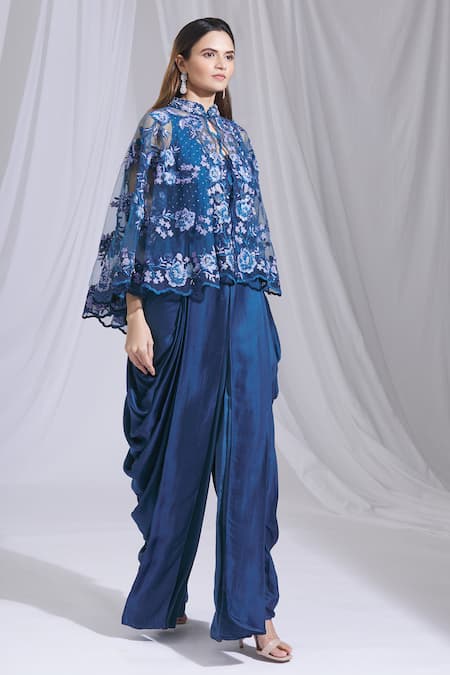 Aariyana Couture Draped Jumpsuit with Cape 