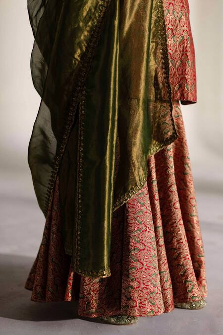 Mimamsaa Green Pure Tissue Silk Embroidered Anna Dupatta Online at Aza Fashions Mimamsaa_Green Pure Tissue Silk Embroidered Anna Dupatta _Online_at_Aza_Fashions