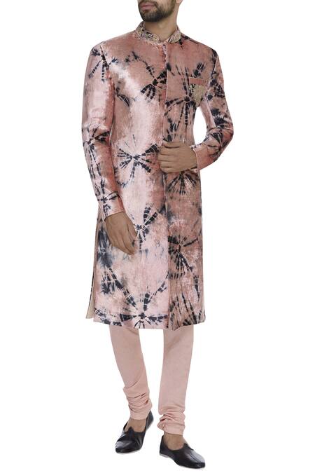 Vikram Phadnis Peach Embroidered Sherwani Kurta Set