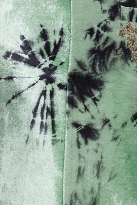 Vikram Phadnis_Green Tie Dye Sherwani Kurta Set_at_Aza_Fashions