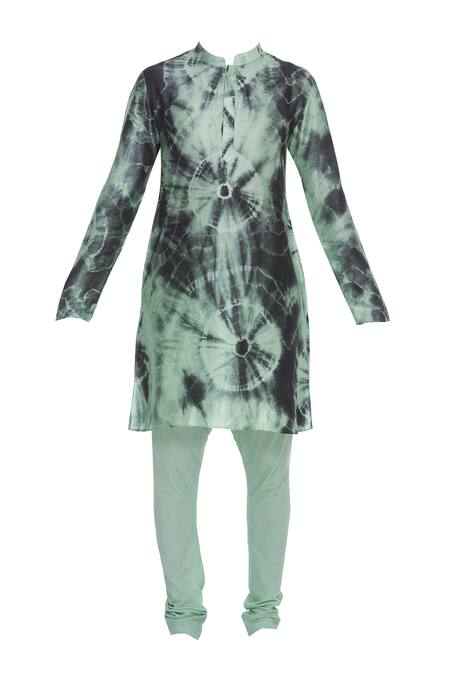 Buy_Vikram Phadnis_Green Tie Dye Sherwani Kurta Set_Online_at_Aza_Fashions